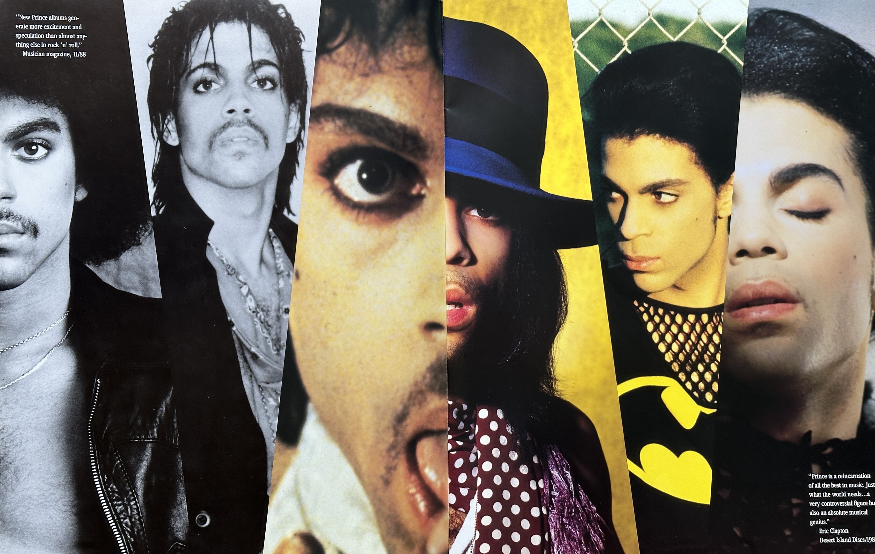 Prince montage of six different close-up shots from different eras